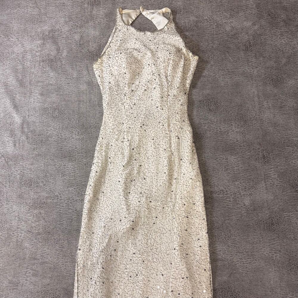 Vintage White Beaded Maxi Gown